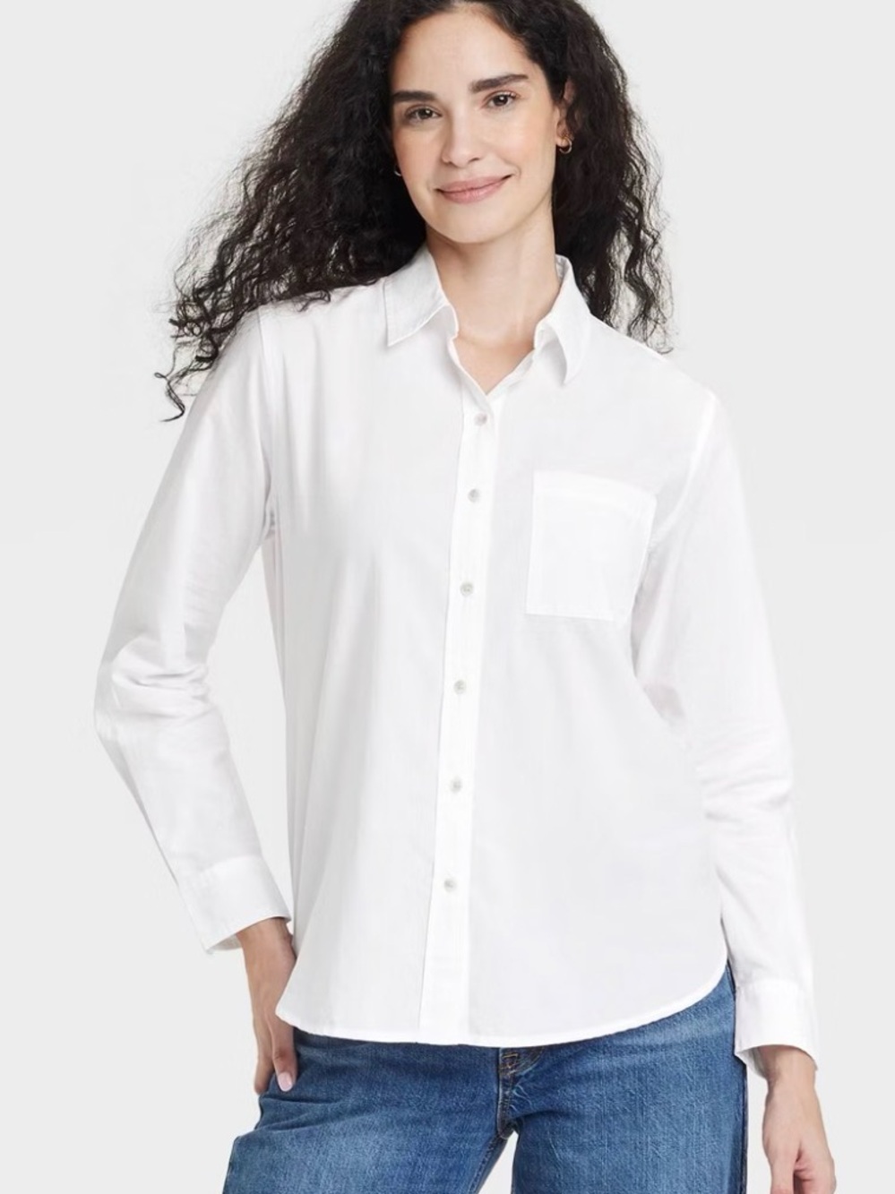 a new day White Long-Sleeve Button-Down Shirt